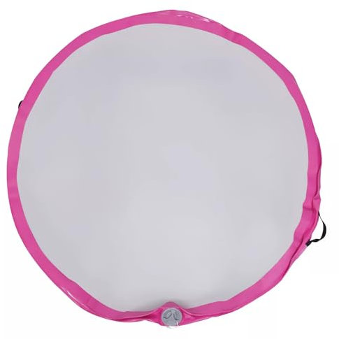 Runde Aufblasbare Air Roller Gymnastikmatte Tumbling Mat Sprungbrett Wasserdichte Gymnastik Yoga Matte Trainingsmatte Yoga-Bodenmatte mit Luftpumpe 100x10cm (Rosa+Grau)