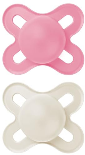 MAM Original Start Soothers | 0-2 Months | 2 Pack | Newborn Dummies | Comes in Dummy Steriliser Case | Sustainable Materials | Baby Accessories for Newborn | Pink (Various Designs)