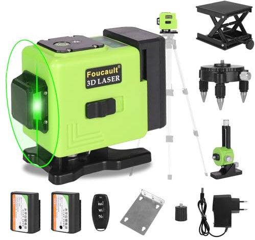 Jianyana Kreuzlinienlaser Grün 8 Linien, 2×360° Laser Wasserwaage Selbstnivellierend Laser Level Für Innen- Und AußEnbereich Baustelle