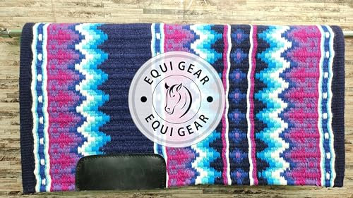 EQUIGEAR Western Ranch Horse Satteldecke aus neuseeländischer Wolle, Western-Design, handgefertigte Satteldecke, Wollpolster, Sensor Flex (Anpassung möglich) AQ132 (34 x 36)