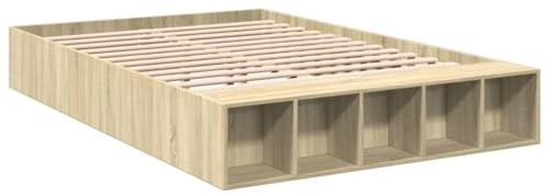 vidaXL Bettgestell Sonoma-Eiche 140x200 cm Holzwerkstoff