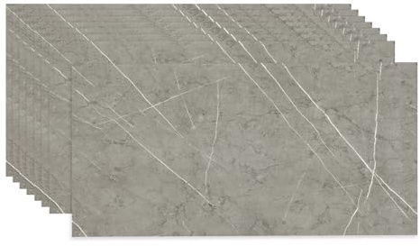 Fantasnight Grau Klebefliesen Selbstklebende Küche | Fliesenaufkleber Marmor 60 x 30 cm 10 Stück Abnehmbare Fliesen Folie Wasserdicht für Bad, Schrank, Küchenrückwand