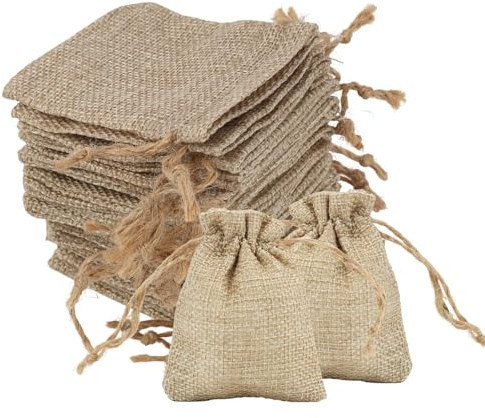 20 Pieces Jute Gift Bags, Linen Sacks with Drawstring 7 X 9 Cm Jute Bags，Sacchetti in Iuta, Sacchettini Con Cordoncino 7 X 9 Cm, Ideali Per Confetti, Regali, Caramelle, Gioielli, Matrimoni E Feste