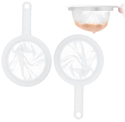 Lot de 2 passoires à kéfir - En plastique - Passoire fine en nylon - Avec poignées antidérapantes - Convient pour filtrer le yaourt, le vin lactique et le miel