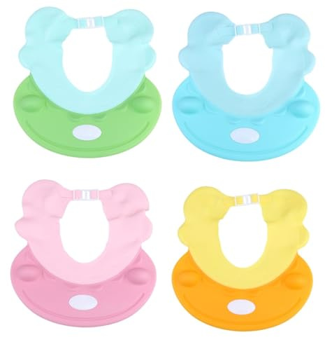 HAWILLOSCH Baby Bath Hat Waterproof Ear Protector Cap Adjustable Blue Shampoo Cap for Infant Hair Washing and Shower Bath Safety