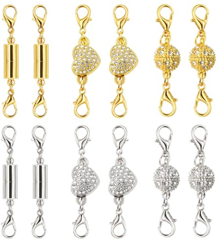 12 Stücke Magnetische Schmuckverschlüsse, Magnetischer Halskettenverschluss Mit Karabinerverschluss Armband Verschluss und Kettenverschluss, Einfach zu Verwenden Für Schmuckverschlüsse