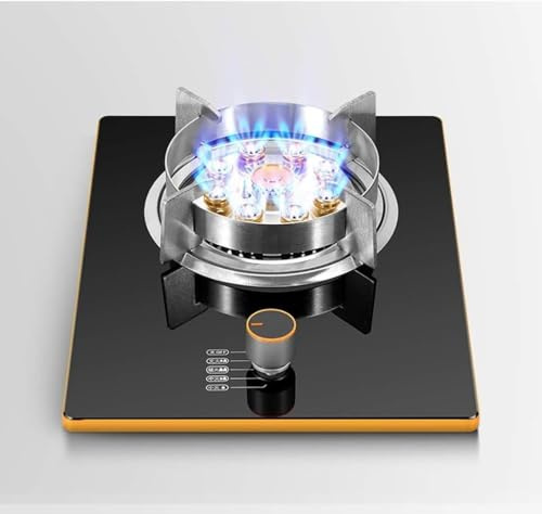 Gas Cooktop Countertop/Built-In Single Burner Gas Range, 7.0KW Nine-Cavity Fiery Ring Burner with Temperature Control and Stainless Steel Rims