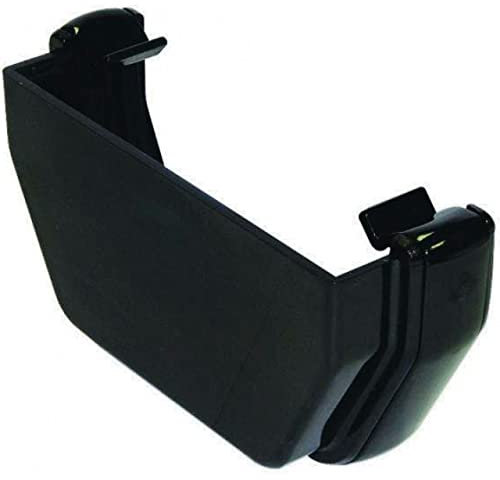 FLOPLAST 114mm Square Gutter External Stop End - Black - Pack of 2