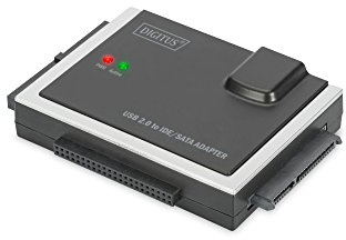 DIGITUS Câble adaptateur pour disque dur - Convertisseur USB 2.0 vers SATA3/IDE - pour SSDs/HDDs 2,5/3,5 - taux de transfert de données de 480 Mbit/s - jusqu'à 3 TB - Adaptateur secteur inclus - Noir