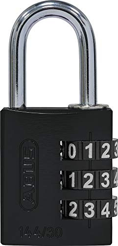 ABUS Lucchetto a combinazione in alluminio 144/30 nero con numeri grandi, 80797