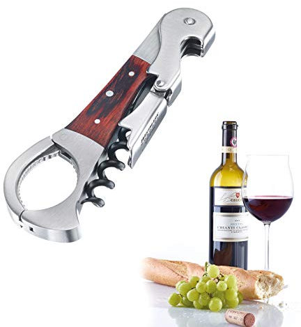 Westmark Kellnermesser, 4 Funktionen, Monopol Edition, Rostfreier Edelstahl/Silikon/Holz, Agilo, Silber/Braun, 60143360