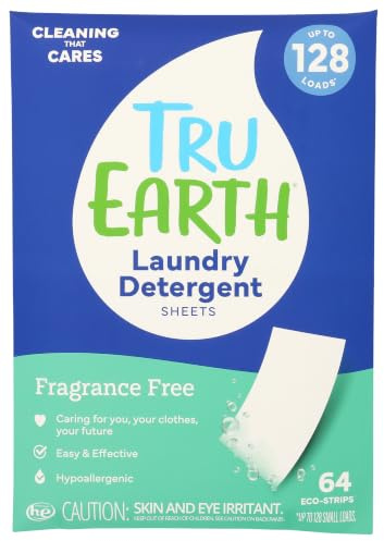 Tru Earth Waschmittel, Blatt, Unparfümiert, 64 Stück, Sensitiv, Ohne Duftstoffe, Pflanzlich