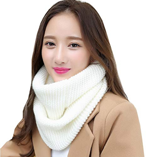 YONKOUNY Écharpe d'hiver tricotée Chaud Écharpe tube Collier Foulard Couleur unie