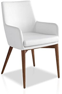 Angel Cerdá – Chaise de Salle à Manger Rembourrée en Similicuir | Chaises de Salle à Manger Modernes, Design Minimaliste | 57 x 64 x 88 cm, Pieds en Bois de Frêne Couleur Noyer | Confortable