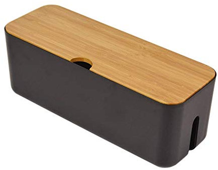 Cable Management Box| Power Stripe Organizer|Cord Organizer Box| Hide and Conceal Power Strips and Electrical Cords from TVs, Computers, and Desks| Keep Pets Safe (Black)