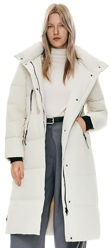 Orolay Chaqueta de Plumón Espesa para Mujer Abrigo Largo de Invierno Chaqueta con Capucha Blanco S