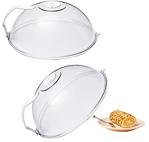 2 Pezzi Coperchio per Microonde con Manico, Copertura per Microonde, Copertura per Alimenti a Microonde, Copertura in Plastica per Microonde, Protezione Dagli Schizzi di Cibo, per Frutta e Verdura