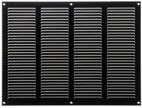 Steinberg14 Griglia di Ventilazione Rettangolare 400x300 mm - Griglie di Aerazione in Metallo Nero - Serranda di Scarico dell'aria con Zanzariera - Copri Bocchetta Interna a Parete e a Soffitto