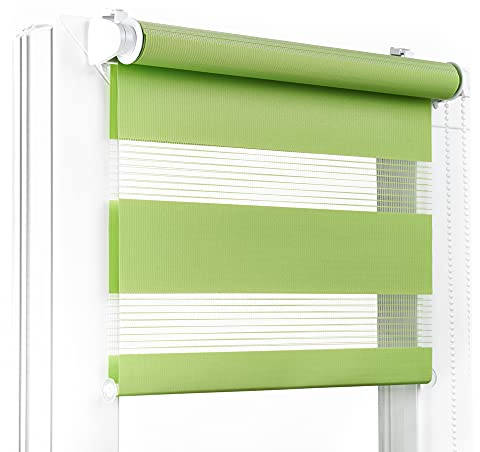 Fenster DEKOR - Rollos für Fenster Limette - Klemmfix Rollo ohne Bohren B70 x H150 cm - Doppelrollo mit Einer Breiten Auswahl an Größen und Farben - Blickdichte Rollos, einfach zu montieren