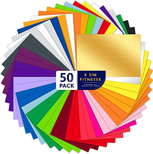 50 Satz Vinylfolien Plotter Selbstklebend,50Plotterfolie mit permanentem Klebefolien, 22 Verschiedene Farbfolien für Cricut,Silhouette Cameo, für Abziehbilder Schilder