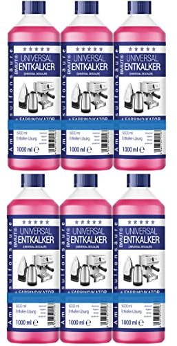 Descalcificador universal de 1000 ml para cafeteras automáticas y máquinas de café, para 8 operaciones de descalcificación 125 ml cada una, 6 botellas