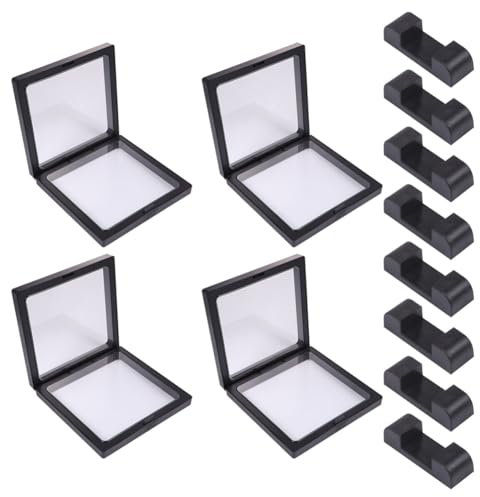 Cabilock Ensemble Présentoir à Bijoux Suspendu Cadres Noirs Porte-bracelet Tour De Cou Noir Boucles D'oreilles Claires Supports De Moniteur Cadre Flottant Surveiller Boite D'emballage