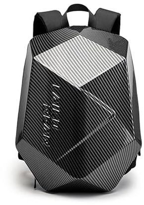 Motorcycle Backpack for Men Waterproof Carbon Fiber Motorbike Helmet Backpack Expandable Rear Seat Bag Moto Travel Luggage (Carbon gray)