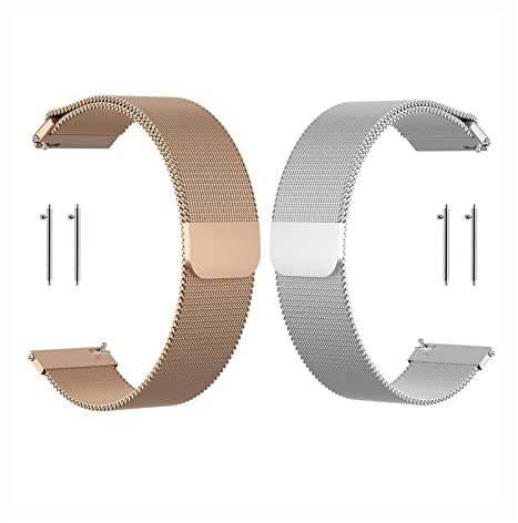 Cinturino per orologio in maglia milanese, 16mm/18mm/20mm/22mm/24mm, cinturino magnetico in metallo, cinturino per orologio a sgancio rapido per uomo e donna ( Color : Rose gold+Silver , Size : 16mm )