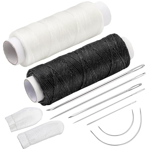ENCHOL 100 m Leather Waxed Thread, Upholstery Repair Sewing Thread Kit | Leather Thread with Sewing Needles, Heavy Duty Sewing Needles for Furniture Repair