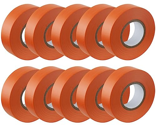 GTSE Orange Electrical Tape, 19mm x 20m, 10 Rolls of Strong Self-Adhesive PVC Insulation Tape for Insulating, Repairing and Protecting Electrical Wires