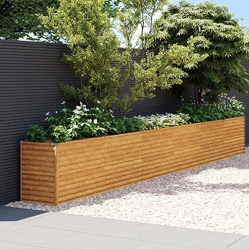 ZEYUAN Hochbeet 578x50x69 cm Cortenstahl, Palettenrahmen, Hochteich, Gemüsebeet, Kräuterregal Balkon, Blumenbeet, Kräuterspirale, Tomatenbeet, Pflanzhochbeet - 151989