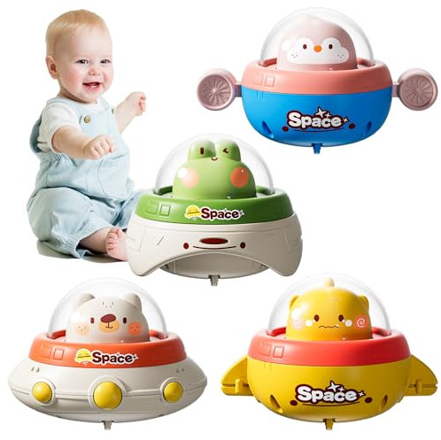 Adeerus Auto Spielzeug ab 1 2 3 Jahr Mädchen und Jungen, Baby Spielzeug Auto 4 Stück Weltraum Aufziehauto für Kleinkinder 6–9–12–18 Monaten, Cars Spielzeug Geschenk zum ersten Geburtstag