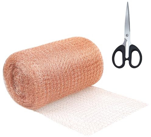 TOKIISHE Schneckenschutz 12.7cmx6m, Kupferdraht Gegen Schnecken Hochbeet, Kupferband Schneckenzaun Kupfergeflecht, Doppelschicht Kupfergitterrolle für Garten Schneckenabwehr Abwehr (20 Feet)