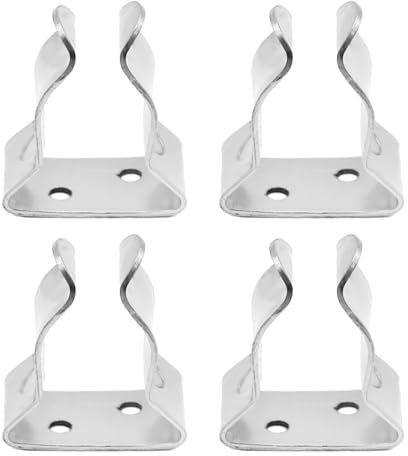 Saihisday 4 Stück Edelstahl Bootshaken Federklemme Halter Federclip Silber Halterung Clip für Bootshaken, Bootstange, Gaff, Angelrute, Ruder, Paddel, Besen (groß)