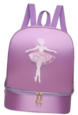 Baoblaze - Zaino per danza balletto con scomparti separati per scarpe, carino e portatile, borsa da ballerina per ragazze, borsa a mano per danza latina, ideale per viaggi e sport, 27cmx18cmx33cm