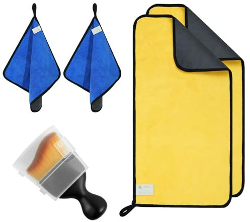 E&C Life Microfibre Cloth for Car, Car Cloth for Interior and Exterior Cleaning, Car Drying Cloth, Car Polishing Cloth, Microfibre Cloth, Thickened 600gsm 11.8X11.8, 11.8X23.6 Inches,5 Pack