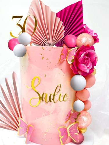 JeVenis décoration de gâteau rose feuilles de palmier boules pour douceur de mariage anniversaire