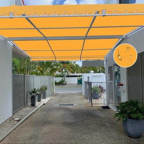 Ysaulte Sonnensegel Sonnenschutz Wasserdicht 6x9m Gelb,Sonnensegel Windschutz Rechteckig Mit Ösen 95% UV Mit Spannseilen Für Garten,Outdoor,Balkon,Terasse