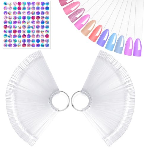 AiQInu 100 Pièces Nuancier Ongles, Présentoir Ongles Nuancier, Palette Maquillage Vernis à Ongles,Transparentes, Accessoire Ongle avec Autocollants Numérotés 1-100