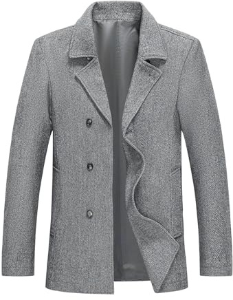 Allthemen Abrigo para Hombre Chaqueta Larga Slim Fit Abrigo De Lana De Invierno Abrigo De Transición Grueso para Hombre Gris M