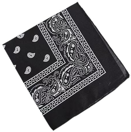 2 Stück Bandana Damen Herren Baumwolle Kopftuch Halstuch Männer Unisex Tuch Bindetuch Haar Schal Paisley Muster Rot & Schwarz