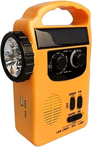 ESHINEDE Radio d'urgence à manivelle Solaire 1000 mAh, Chargeur USB de Banque d'alimentation, Lampe de Poche/Lampe de Lecture, Prise Casque, SOS, Radio Portable de Survie en Plein air à Ondes Courtes