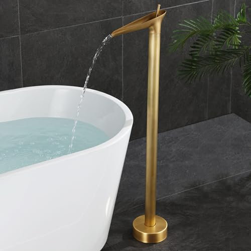 BiaoTeng Badewannenarmatur Freistehende Wasserfall Retro Heiße und Kalte Einhebelmischer Wannenarmatur Bodenstehend Badewannenarmaturen Freistehend Antiker
