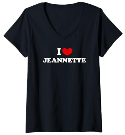 Femme I Love Jeannette, J'Aime Jeannette T-Shirt avec Col en V