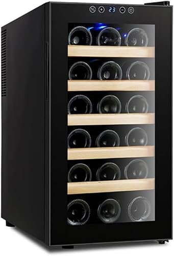 IUBGFTO Armoire à vin réfrigérateur 18 Bouteilles, Petite Cave à vin indépendante, réfrigérateur à vin électronique à température contrôlée, Porte en Verre trempé avec Serrure