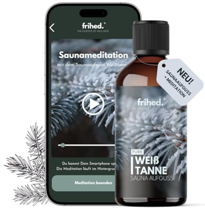 Frihed.® - Infusión para sauna de abeto blanco con aplicación de meditación, aceite de abeto altamente concentrado, con tierra, aroma de larga duración, fabricado en Lüneburg