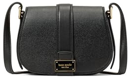 Kate Spade New York Women's Nouveau Textured Leather Saddle Crossbody Mini Saddle Bag, Black