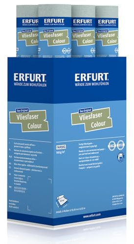 Erfurt Vliesfaser Colour 302-8 grün bedruckte Vliestapete mit Struktur modern 6 Rollen 10,05 x 0,53m