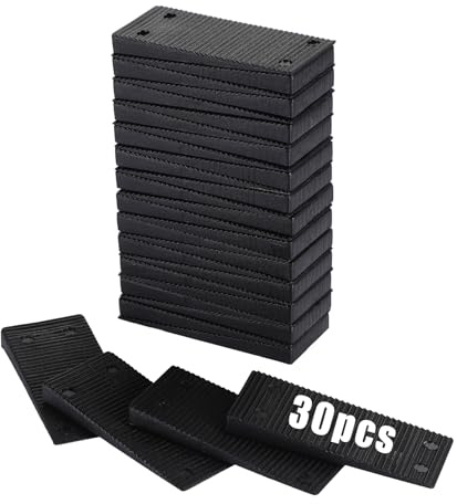 SUMTree 30 Stück Möbelnivellierer aus Kunststoff Schwarz Nivellierunterlagen Verstellbar Unterlegscheiben zum Nivellieren Mehrzweck Möbel-Nivellierpads für Möbelfüße (L6xB2.7 cm, einstellbar 1-7 mm)