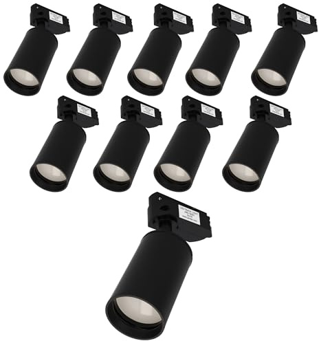 Jandei - Pack 10x Foco Carril Orientable para GU10, Monofásico 220V, Aluminio. Ideal para Iluminación Direccional en Hogares y Comercios. Bombilla No Incluída. (Negro)
